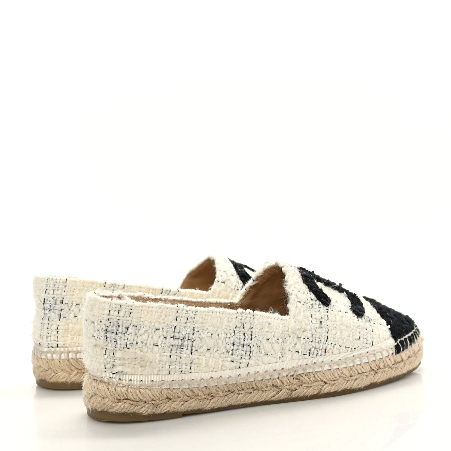 Tweed CC Espadrilles 41 Ecru White Blue Black