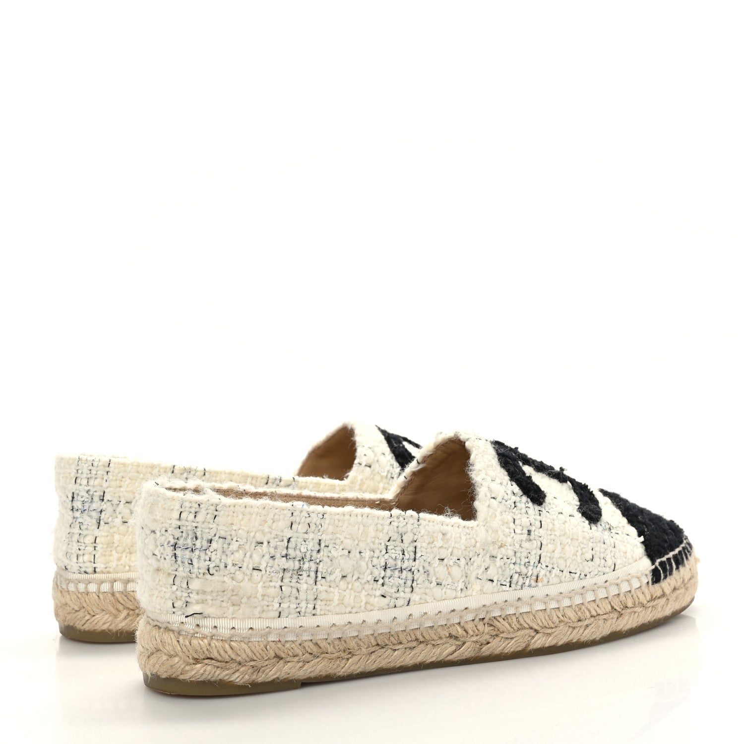 Chanel Tweed CC Espadrilles 41 Ecru White Blue Black 4 of 9