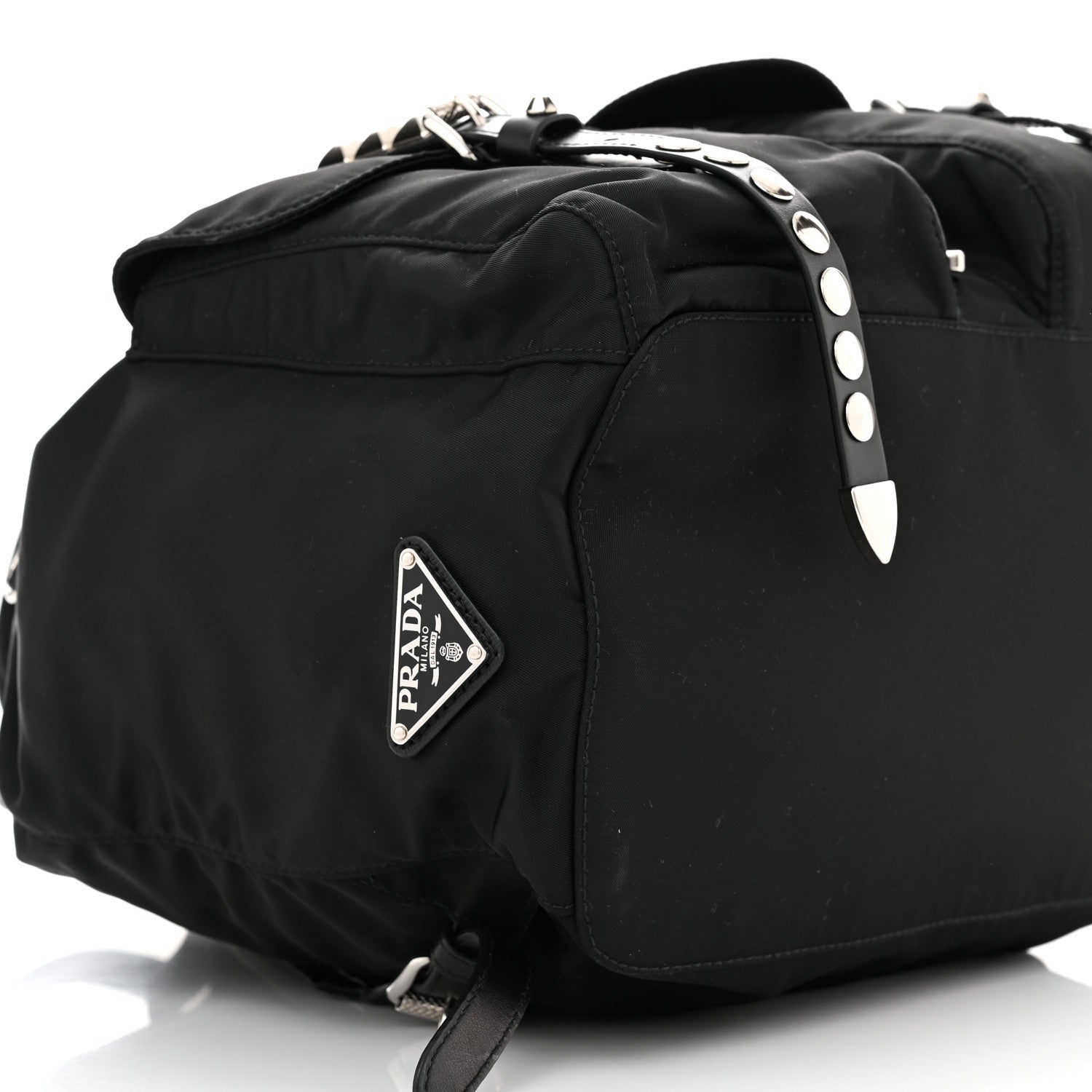 Prada Nylon New Vela Studded Backpack Black 8 of 9