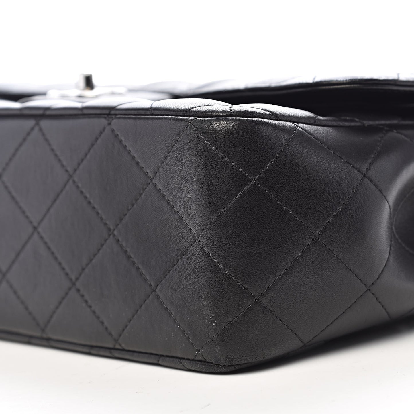 Lambskin Quilted Jumbo Double Flap Black