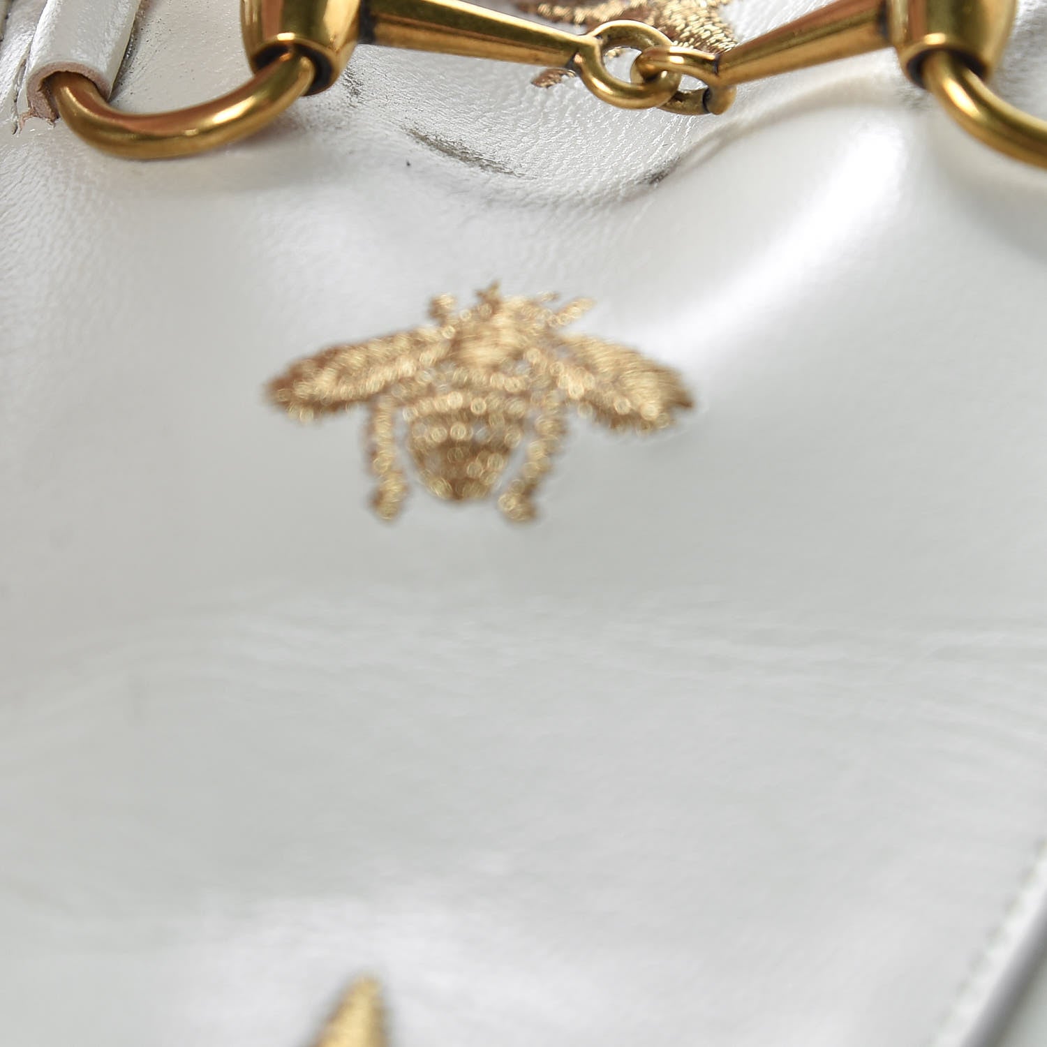 Gucci Goatskin Bee Star Embroidered Womens Princetown Slippers 38.5 Mystic White 18 of 19