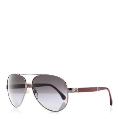 Chanel Lambskin Quilted CC Aviator Sunglasses 4195-Q Burgundy 1 of 8