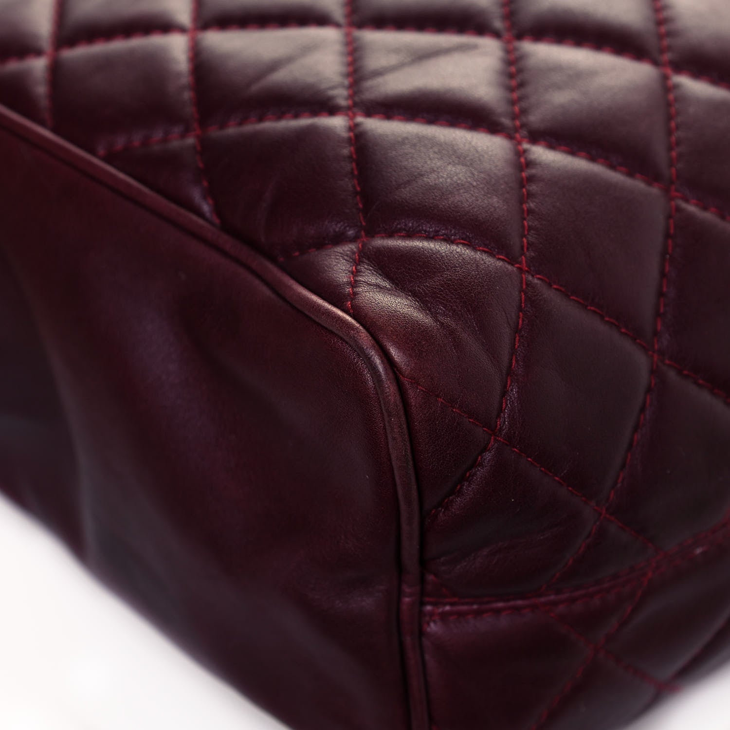 Chanel Lambskin Quilted Tote Burgundy 8 of 18