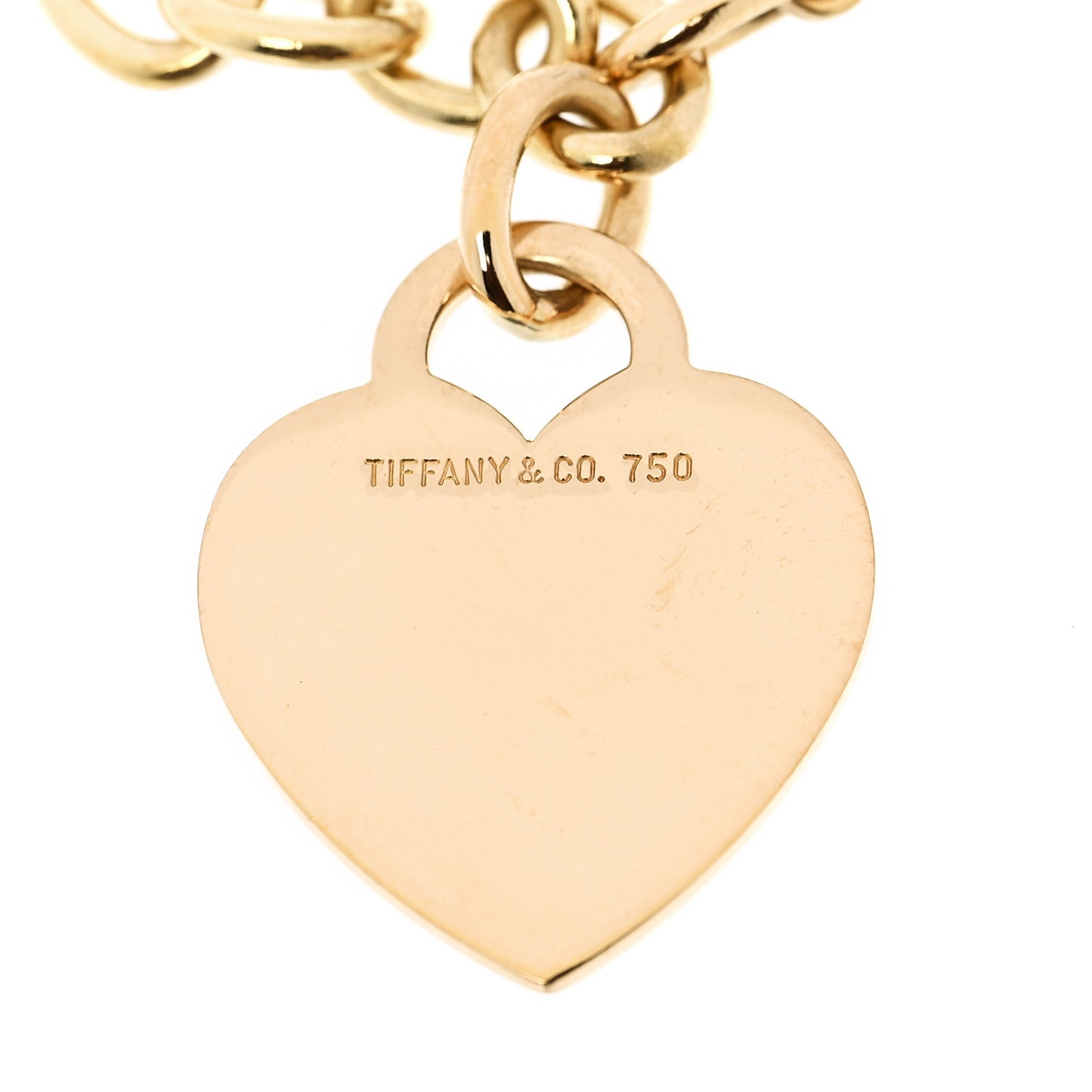 18K Yellow Gold Heart Tag Charm Bracelet
