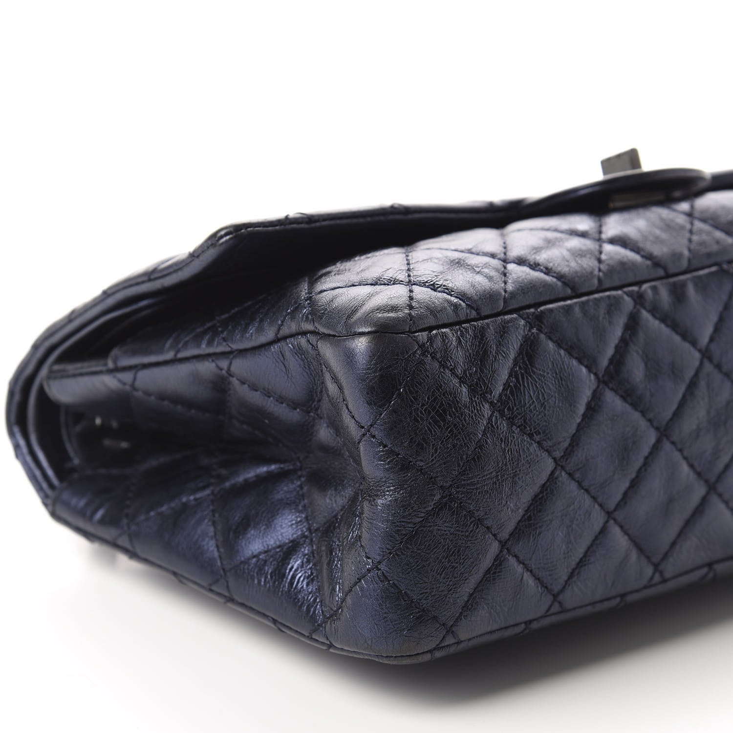 Chanel Metallic Calfskin Quilted 2.55 Reissue 226 Flap Dark Navy Blue 5 of 9