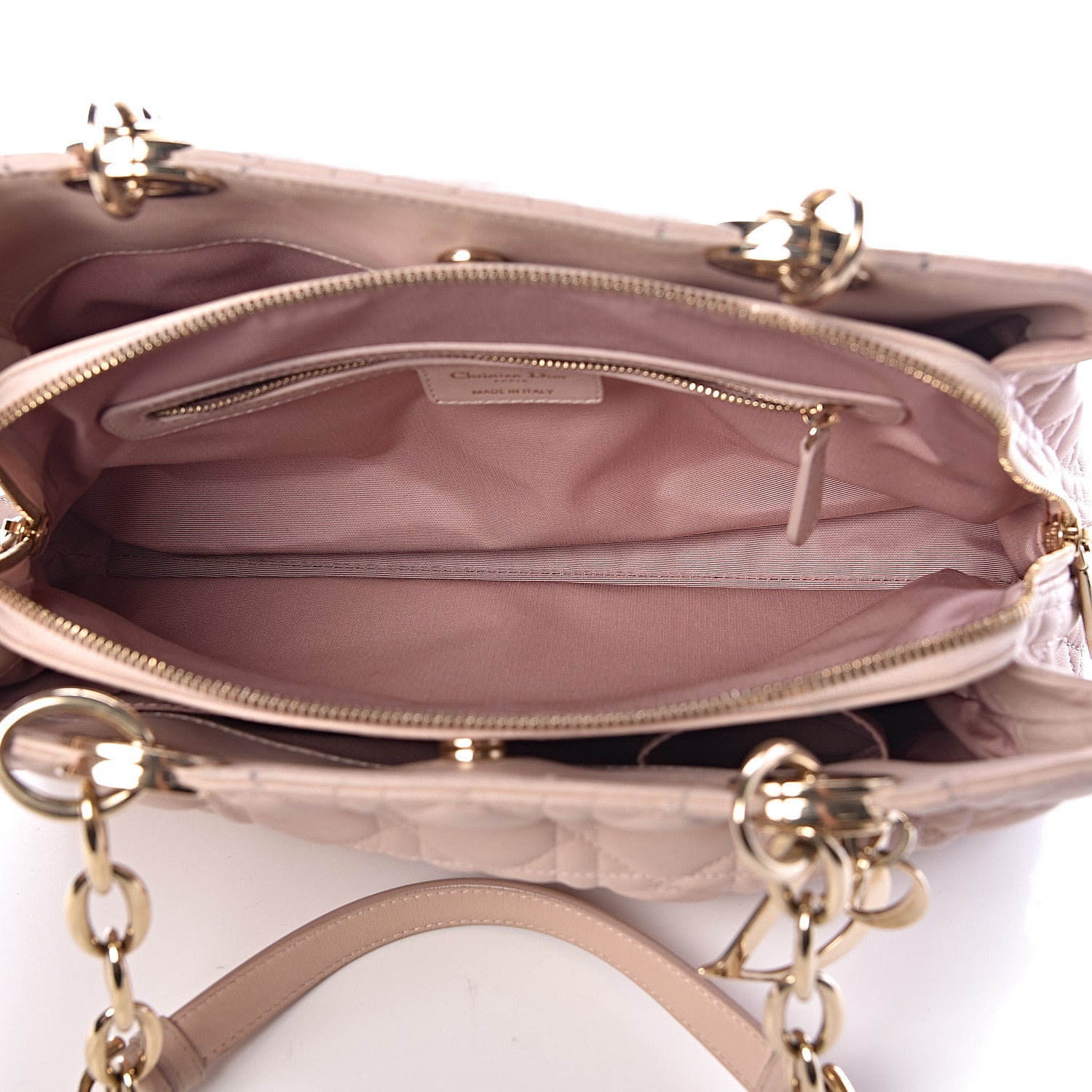 Christian Dior Lambskin Cannage Small Dior Soft Zipped Shopping Tote Light Pink 5 of 10