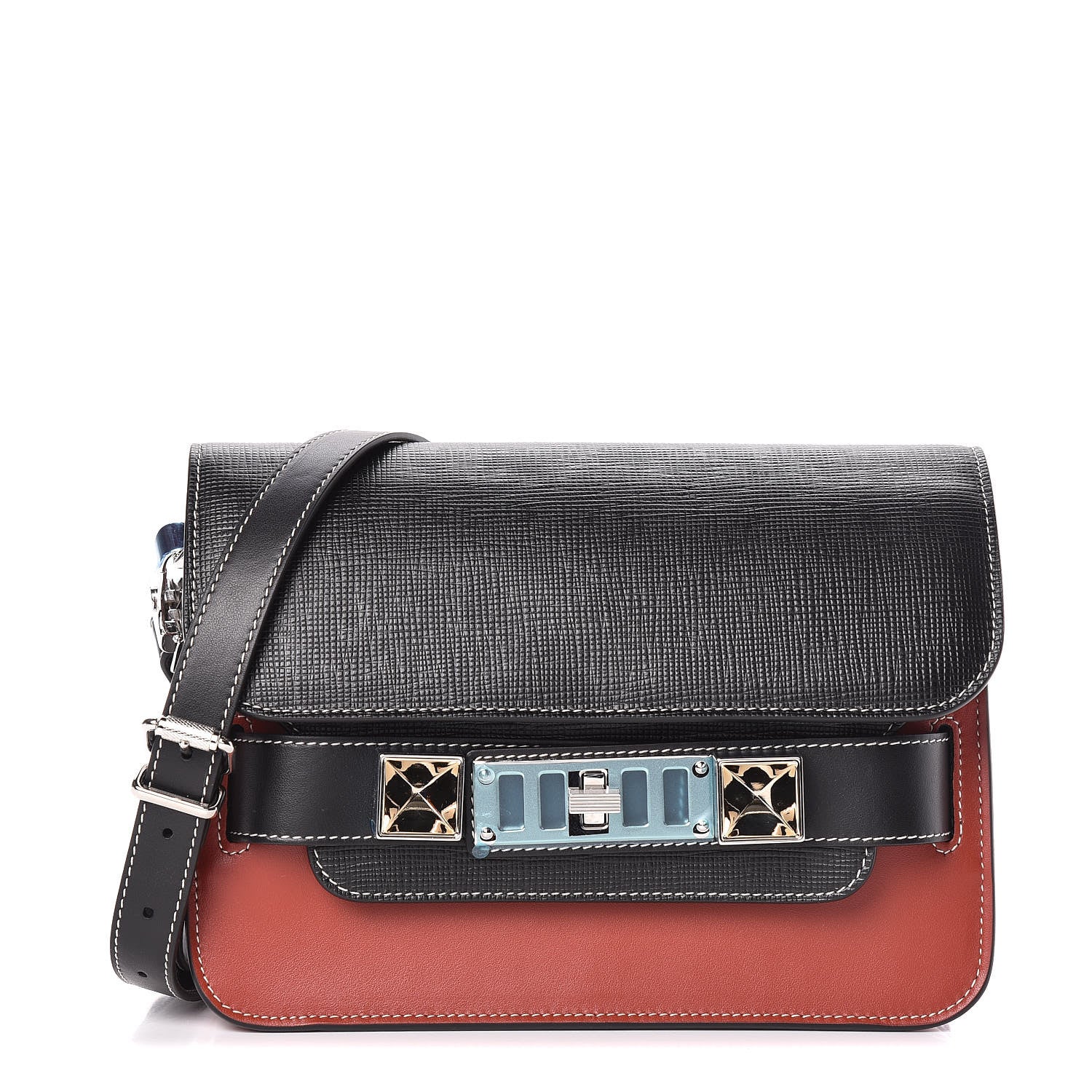 Proenza Schouler Mixed Calfskin Mini PS11 Classic Shoulder Bag Black Rust 1 of 9