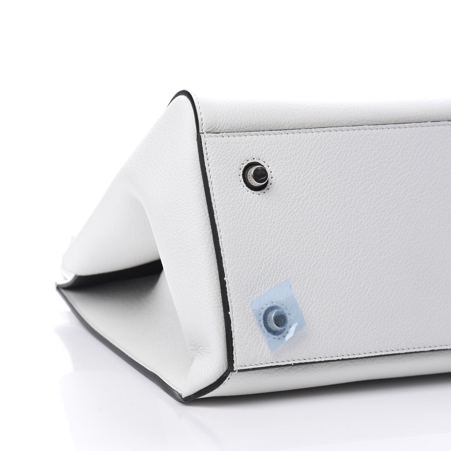 Grained Calfskin Medium Edge Shoulder Bag White