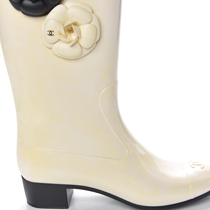 Chanel Rubber Camellia Rain Boots 40 White 17 of 21