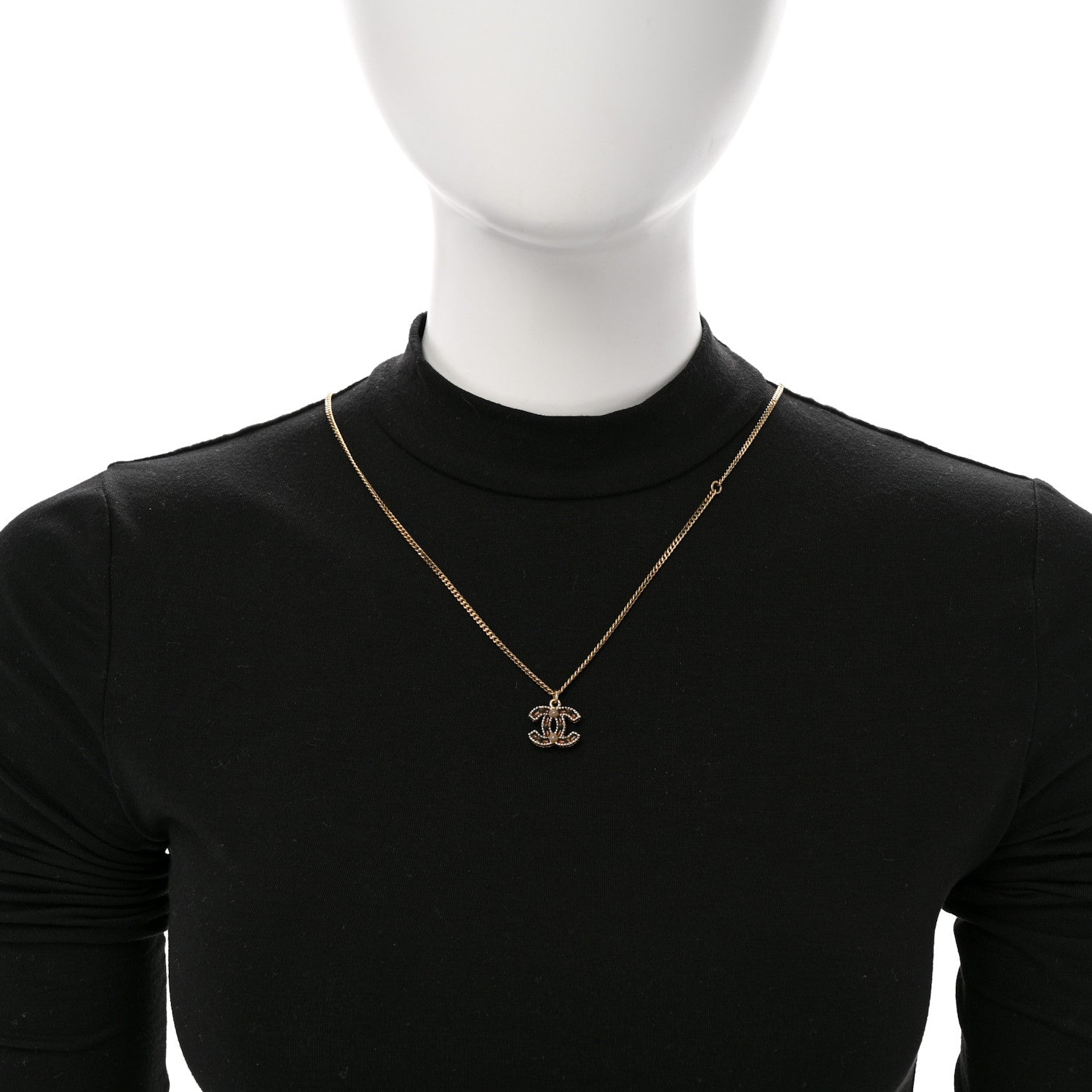 Chanel Resin CC Pendant Necklace Gold 2 of 7