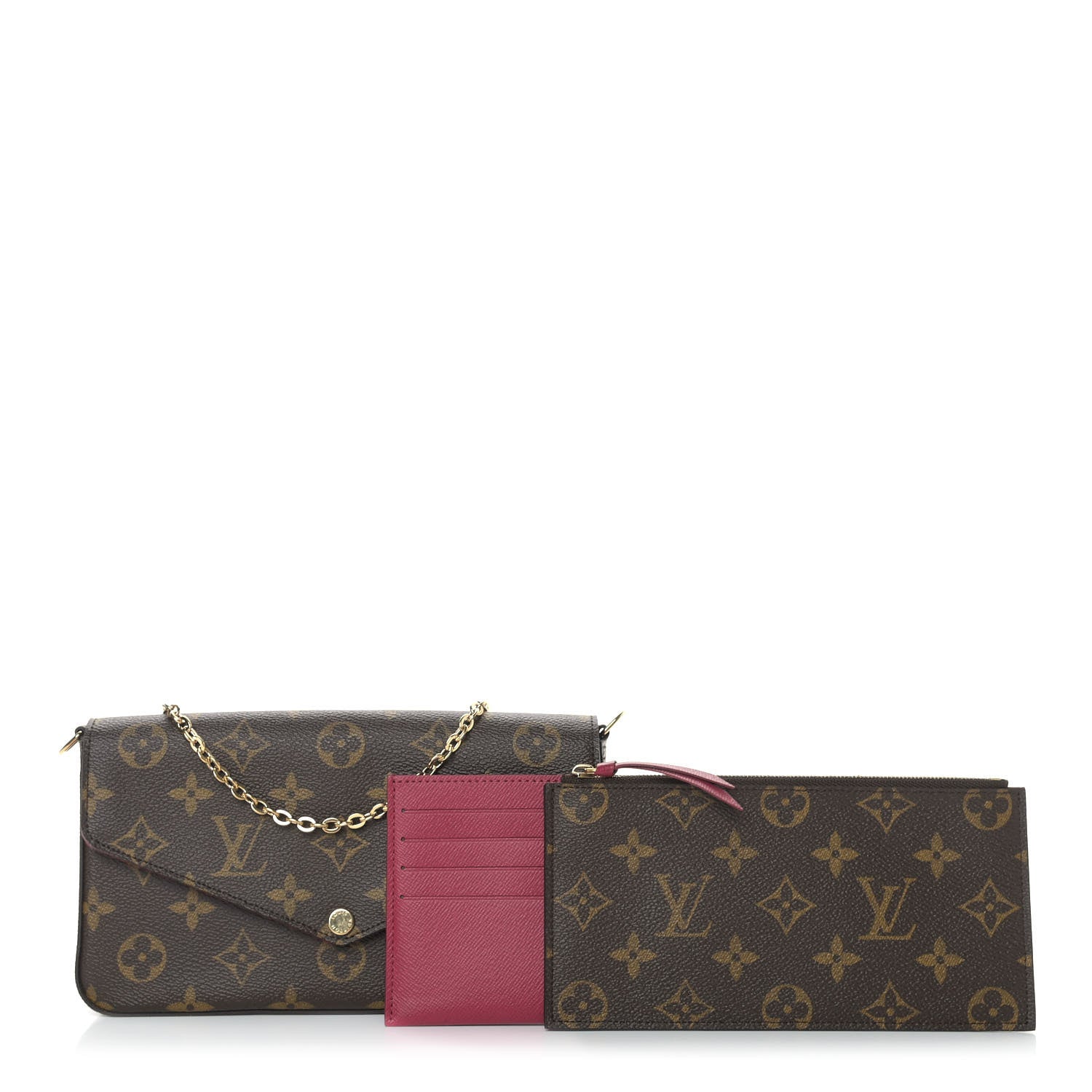 Louis Vuitton Monogram Pochette Felicie Chain Wallet Fuchsia 1 of 13