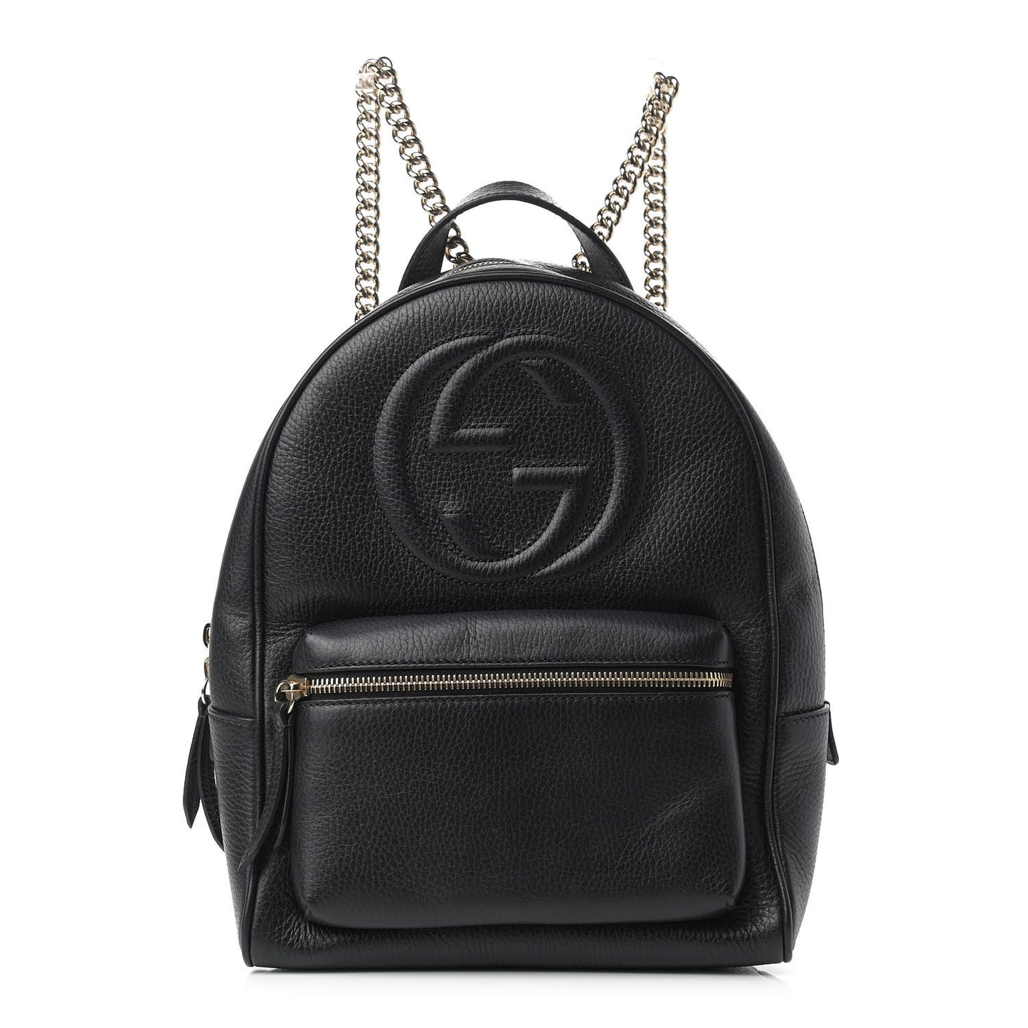Pebbled Calfskin Soho Chain Backpack Black