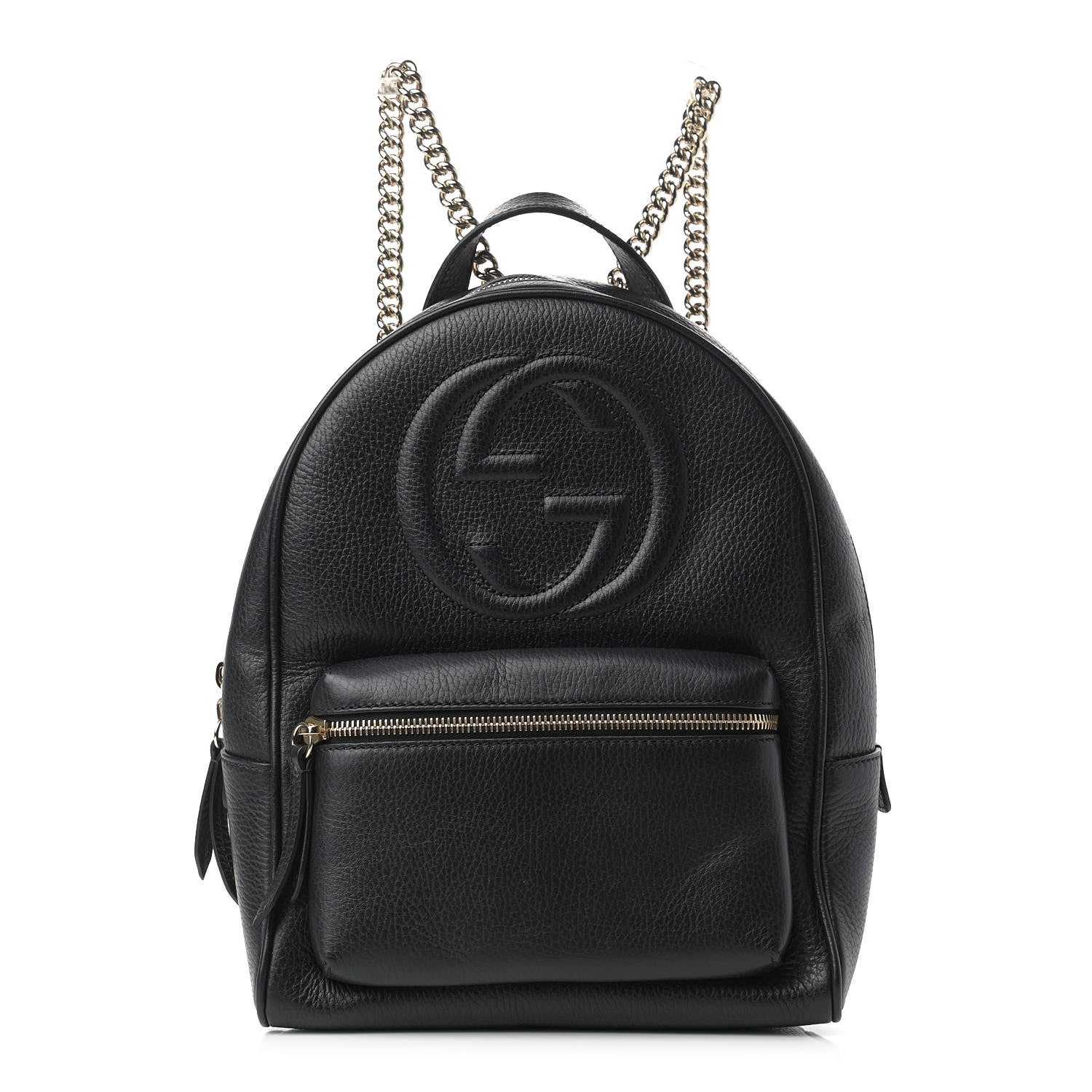 Gucci Pebbled Calfskin Soho Chain Backpack Black 1 of 9