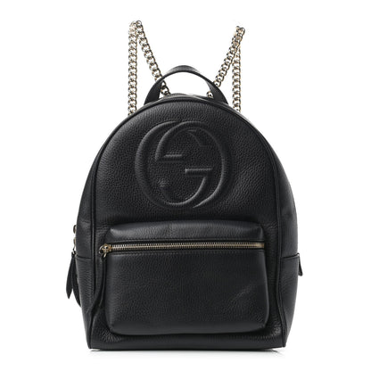 Gucci Pebbled Calfskin Soho Chain Backpack Black 1 of 9