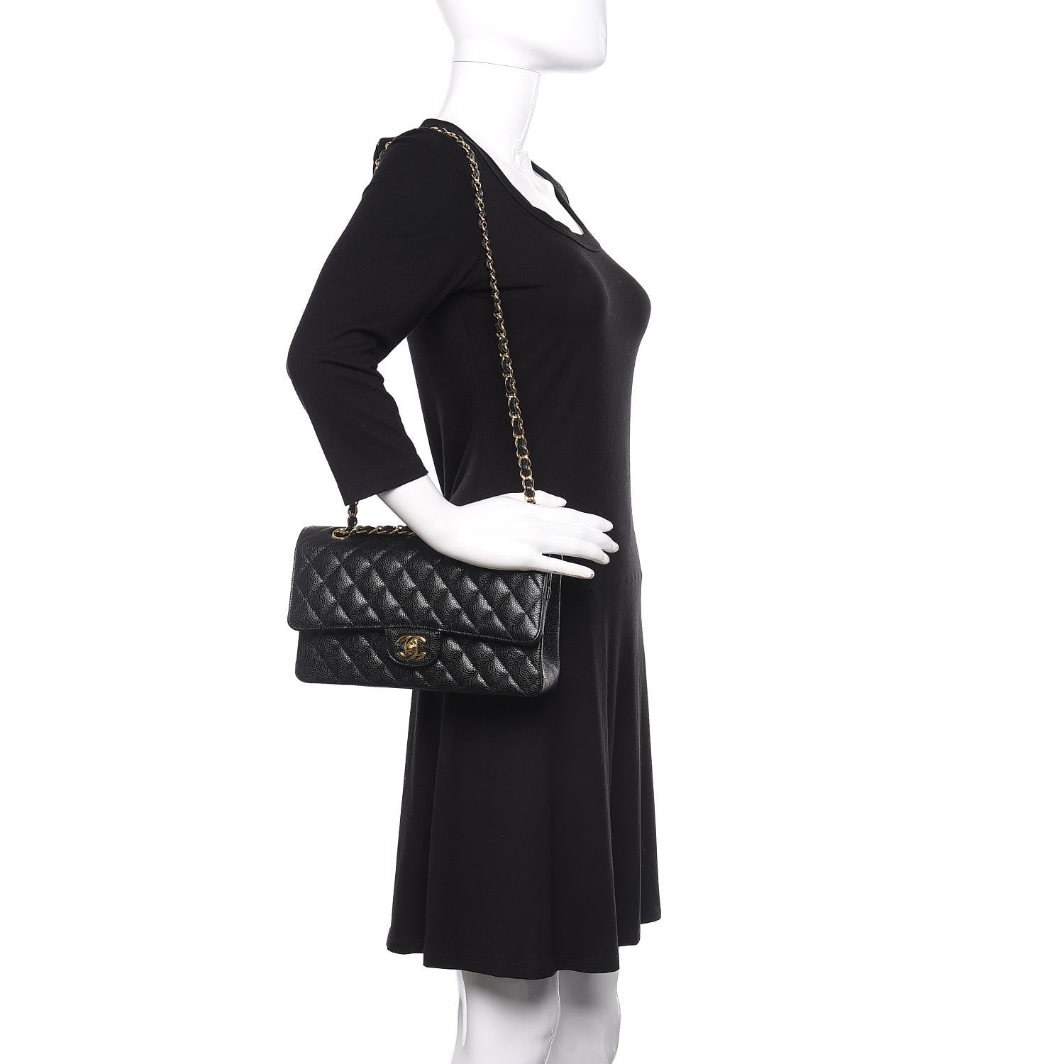 Chanel Caviar Quilted Medium Double Flap Black 2 of 9