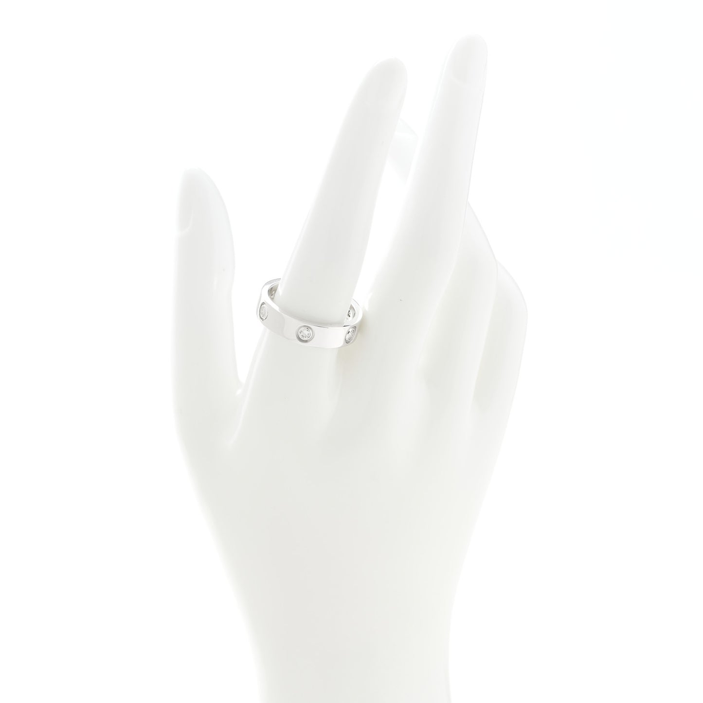 18K White Gold 6 Diamond 5.5mm LOVE Ring 61 9.5