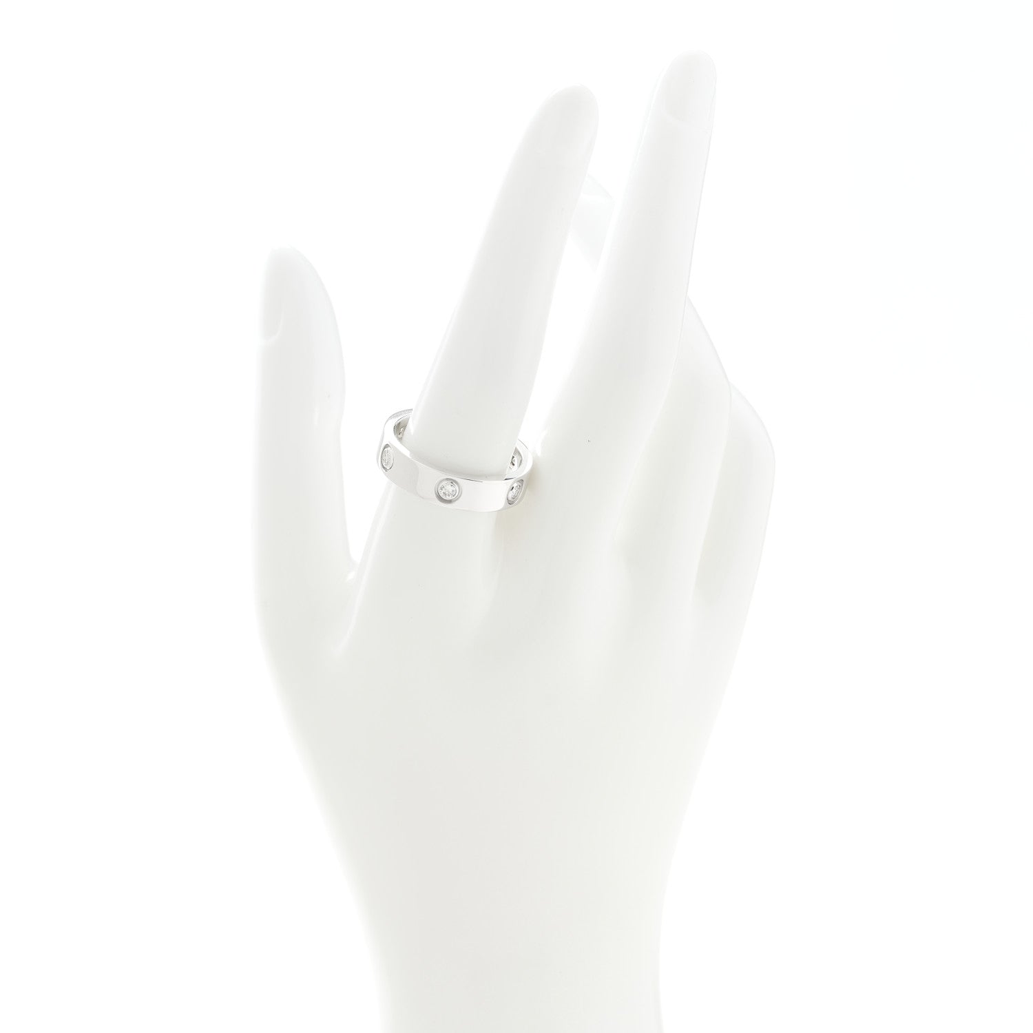Cartier 18K White Gold 6 Diamond 5.5mm LOVE Ring 61 9.5 2 of 8