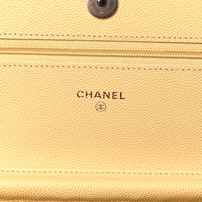 Chanel Caviar Quilted Wallet on Chain WOC Yellow 6 of 11