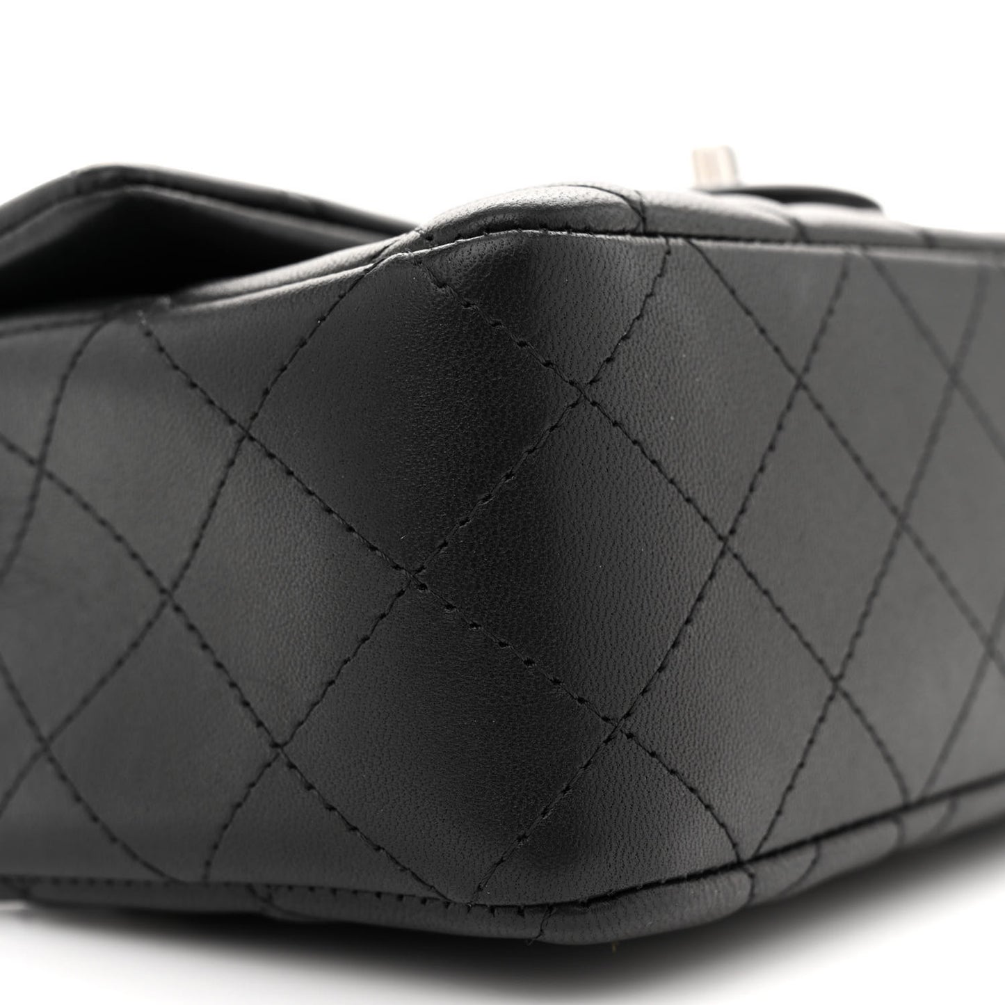 Lambskin Quilted Mini Rectangular Flap Black