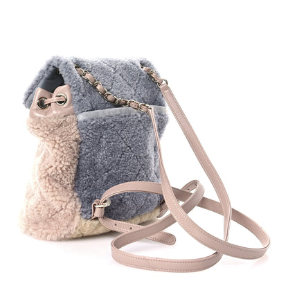 Chanel Shearling Sheepskin Small Urban Spirit Backpack Gray Pink Beige 3 of 10
