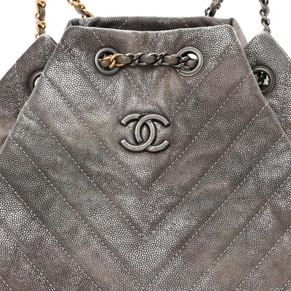 Chanel Metallic Grained Goatskin Chevron Quilted Gabrielle Backpack Silver 8 of 10