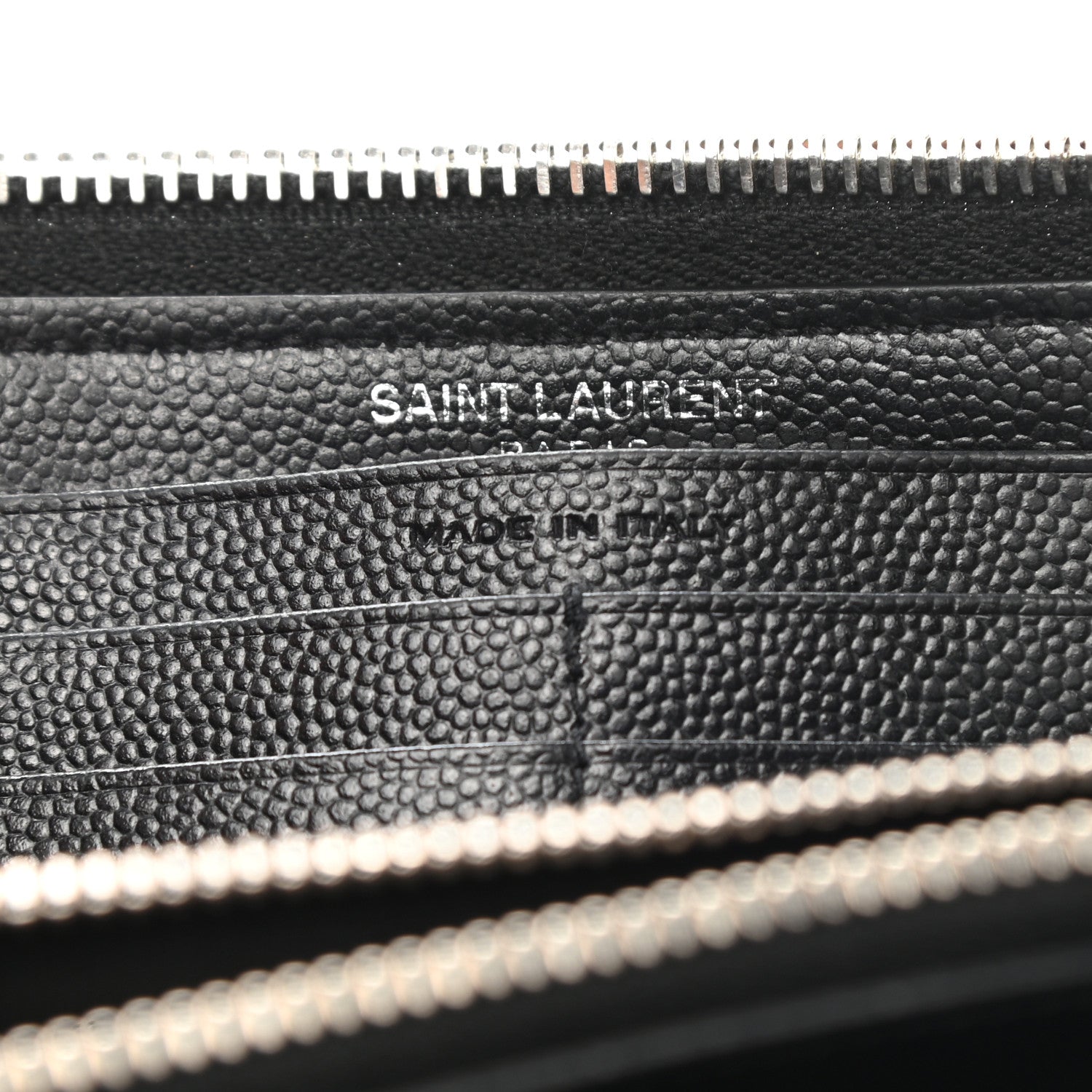 Saint Laurent Grain De Poudre Matelasse Chevron Monogram Zip Around Wallet Black 7 of 9