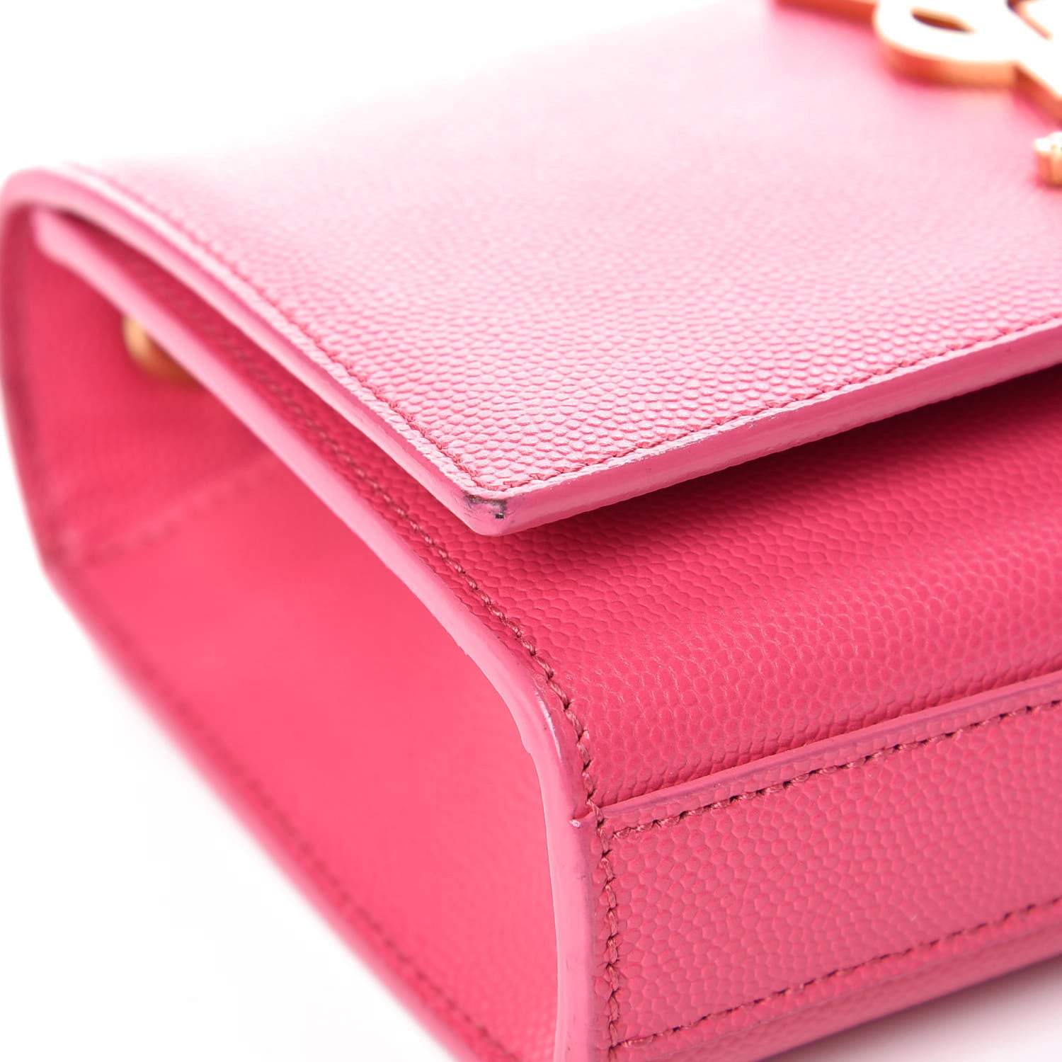 Saint Laurent Grain De Poudre Small Monogram Kate Satchel Fuchsia 9 of 12