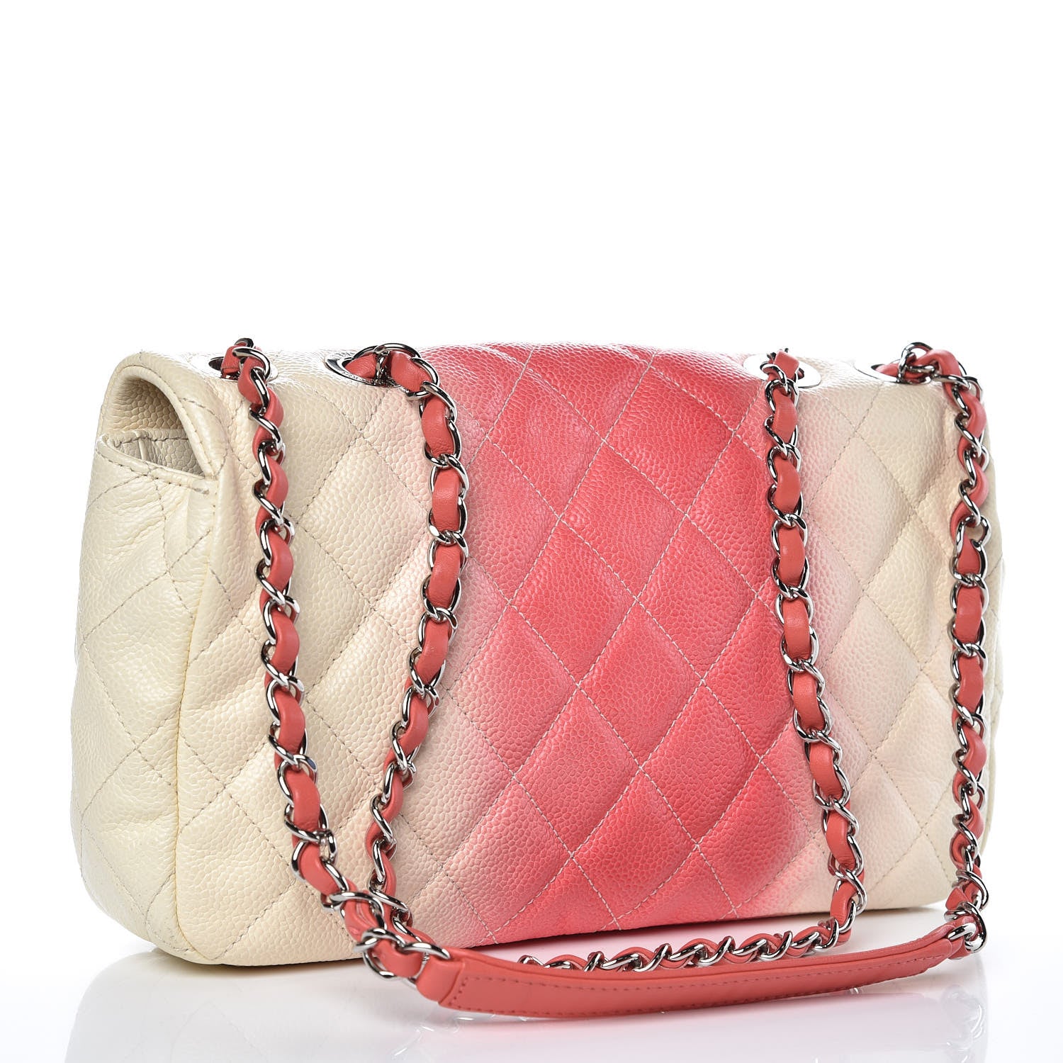 Chanel Caviar Quilted Ombre Medium Single Flap White Rose Pink 3 of 7