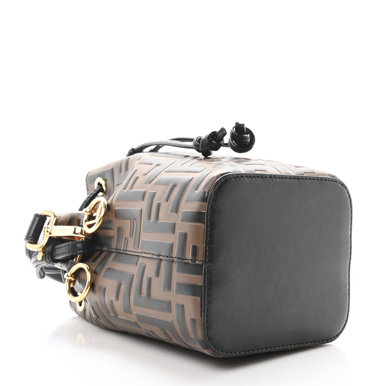 Fendi Vitello Liberty F is Fendi Bi-Color FF 1974 Embossed Mini Mon Tresor Bucket Bag Maya Black 4 of 10