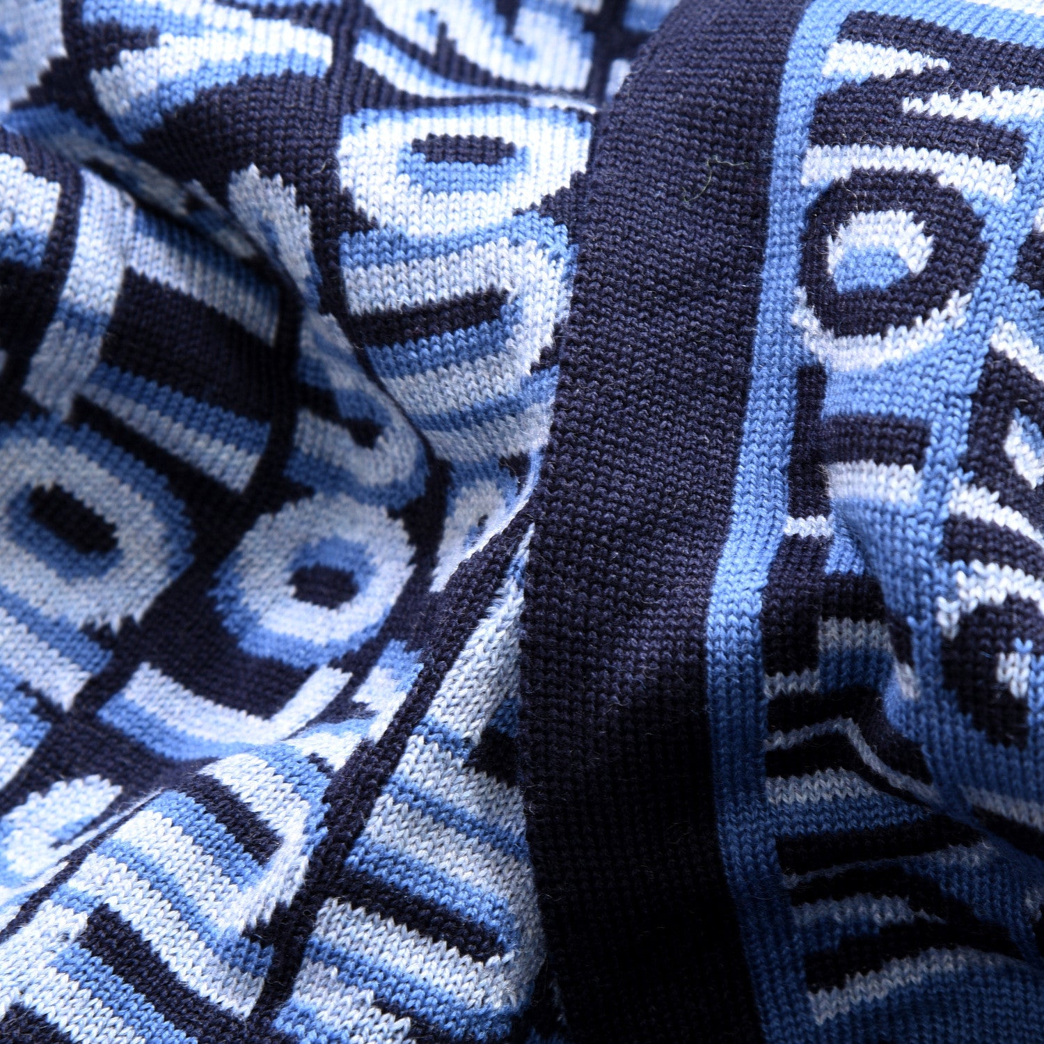 Louis Vuitton Wool Logo Scarf Blue 4 of 4
