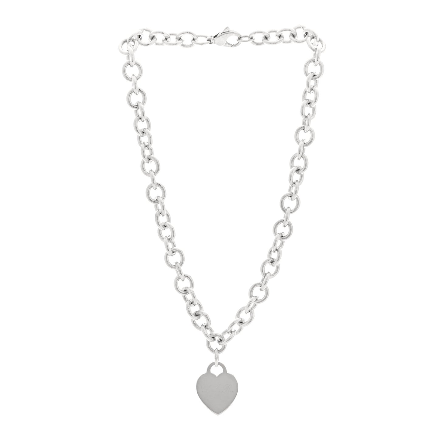 Sterling Silver Heart Tag Pendant Necklace