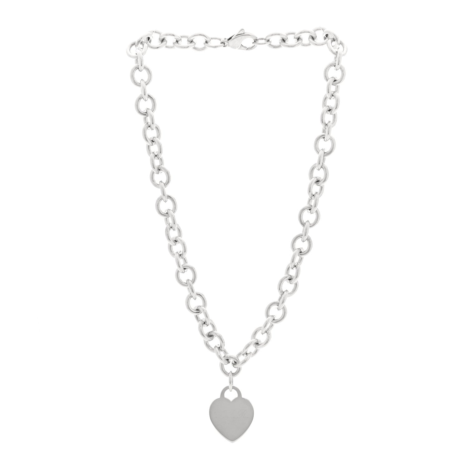 Tiffany Sterling Silver Heart Tag Pendant Necklace 3 of 6