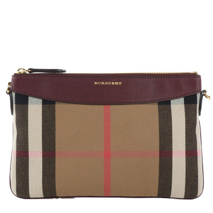 Burberry House Check Derby Peyton Crossbody Clutch Bag Mahogany Red 1 of 7
