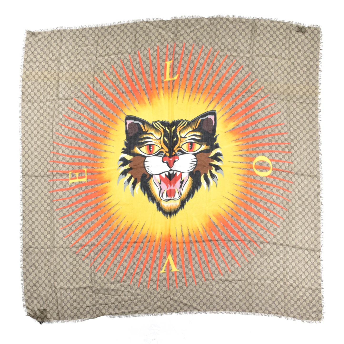 Silk GG Monogram Angry Cat Shawl