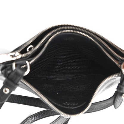 Prada Vitello Daino Double Zip Crossbody Bag Black 4 of 12