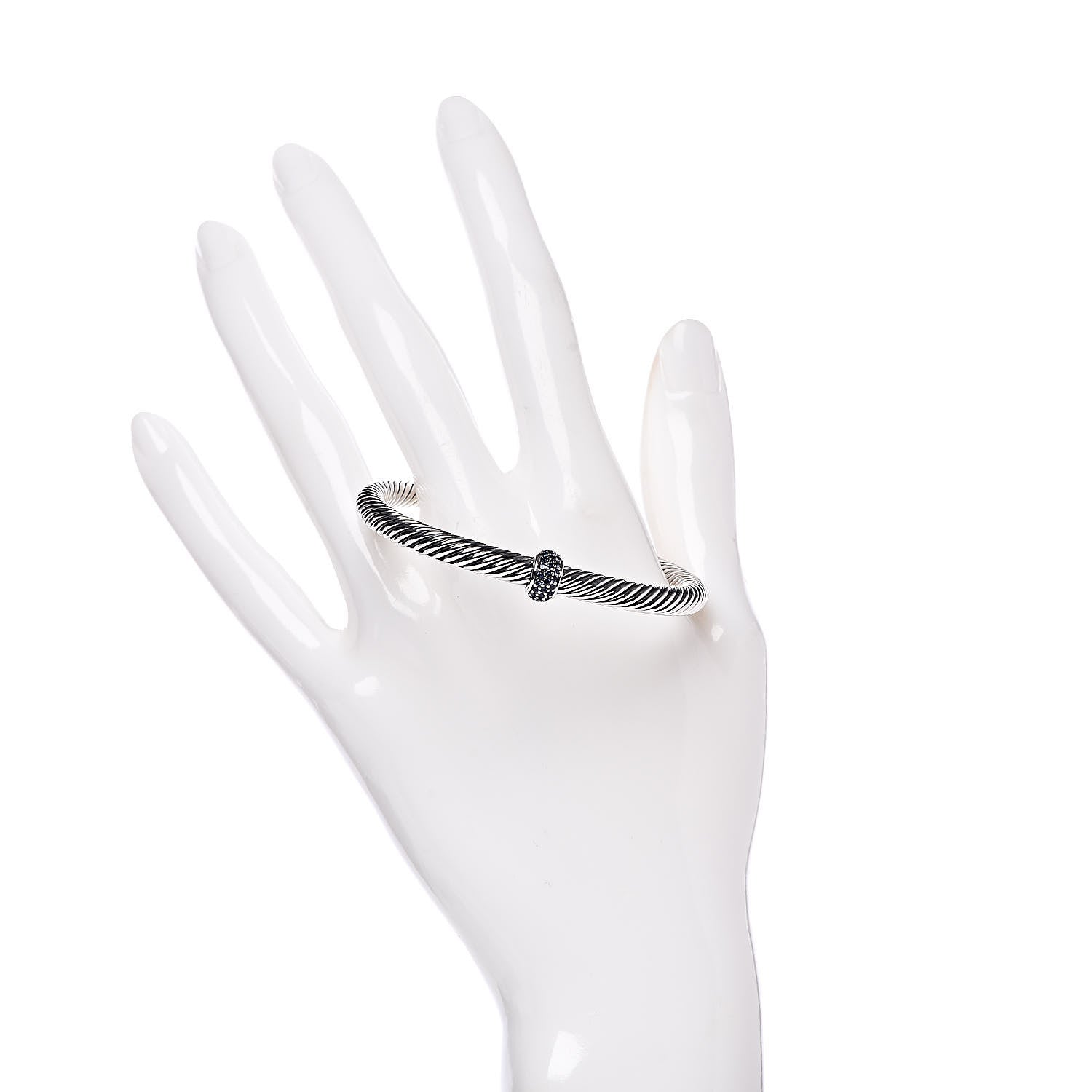 David Yurman Sterling Silver Blue Sapphire 5mm Cable Classics Single Station Bracelet 2 of 4