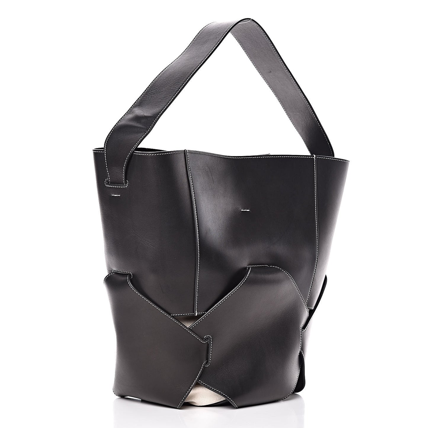 Natural Calfskin Large Holdall Shoulder Bag Black