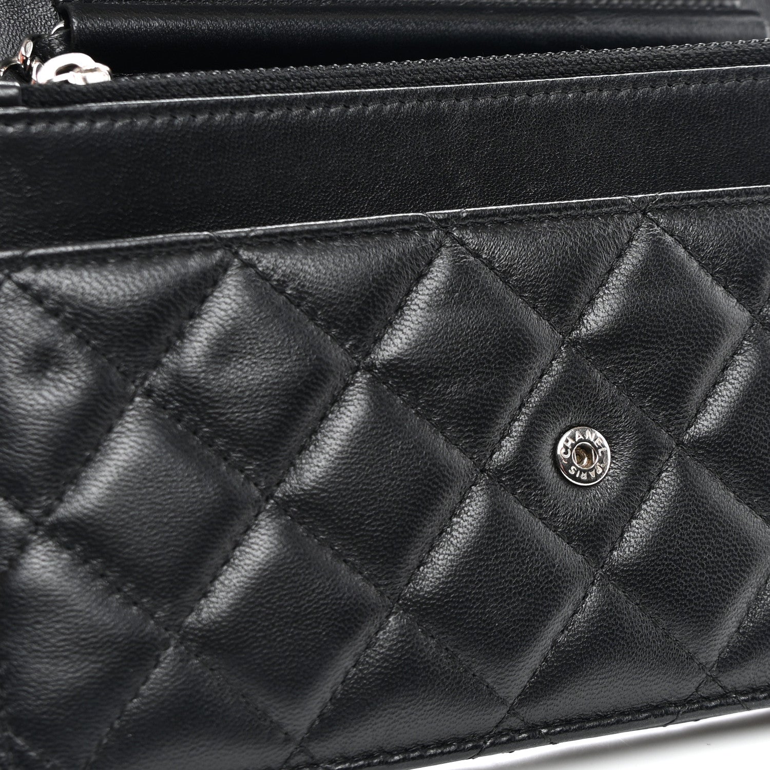 Chanel Lambskin Quilted Wallet On Chain WOC Black 12 of 13