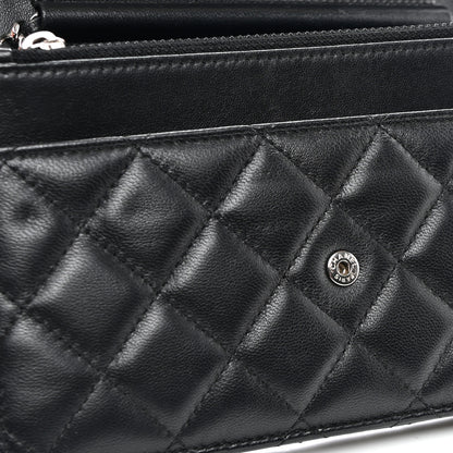 Chanel Lambskin Quilted Wallet On Chain WOC Black 12 of 13