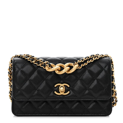 Chanel Caviar Quilted Chain Link Clutch With Chain Black 1 of 12