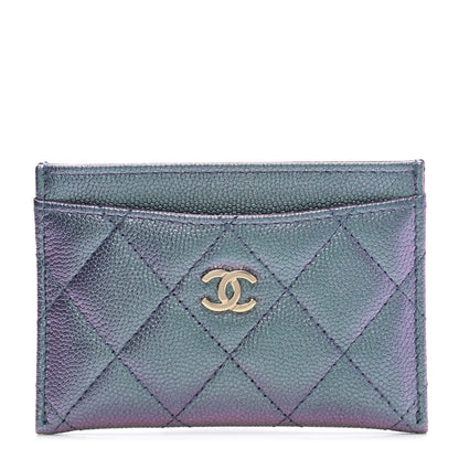 Chanel Iridescent Caviar Quilted Card Holder Dark Blue 1 of 9