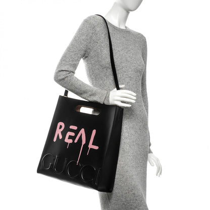 Gucci Calfskin GucciGhost Real Medium XL Tote Black Pink 3 of 7