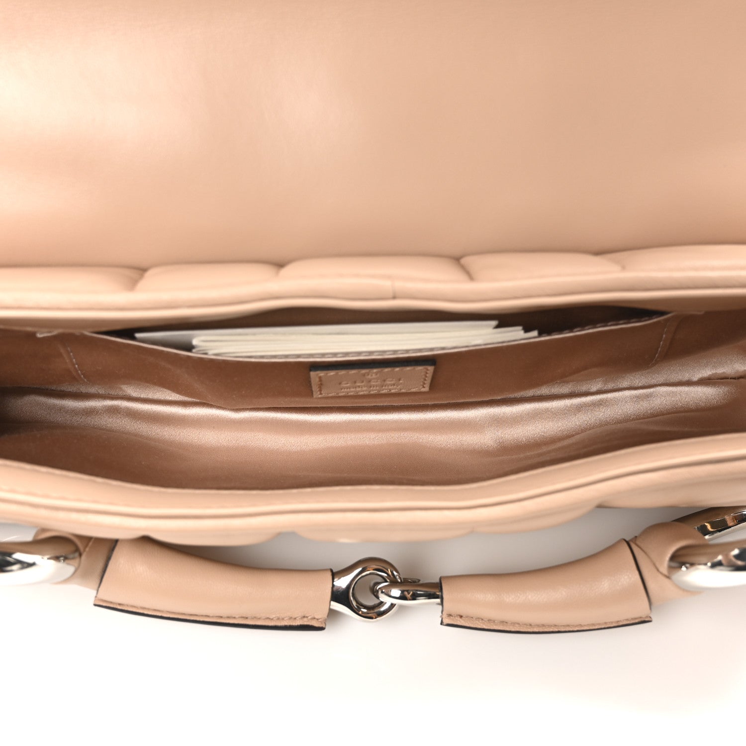 Gucci Nappa Vertical Matelasse Medium Maxi Horsebit Chain Shoulder Bag Rose Beige 5 of 10