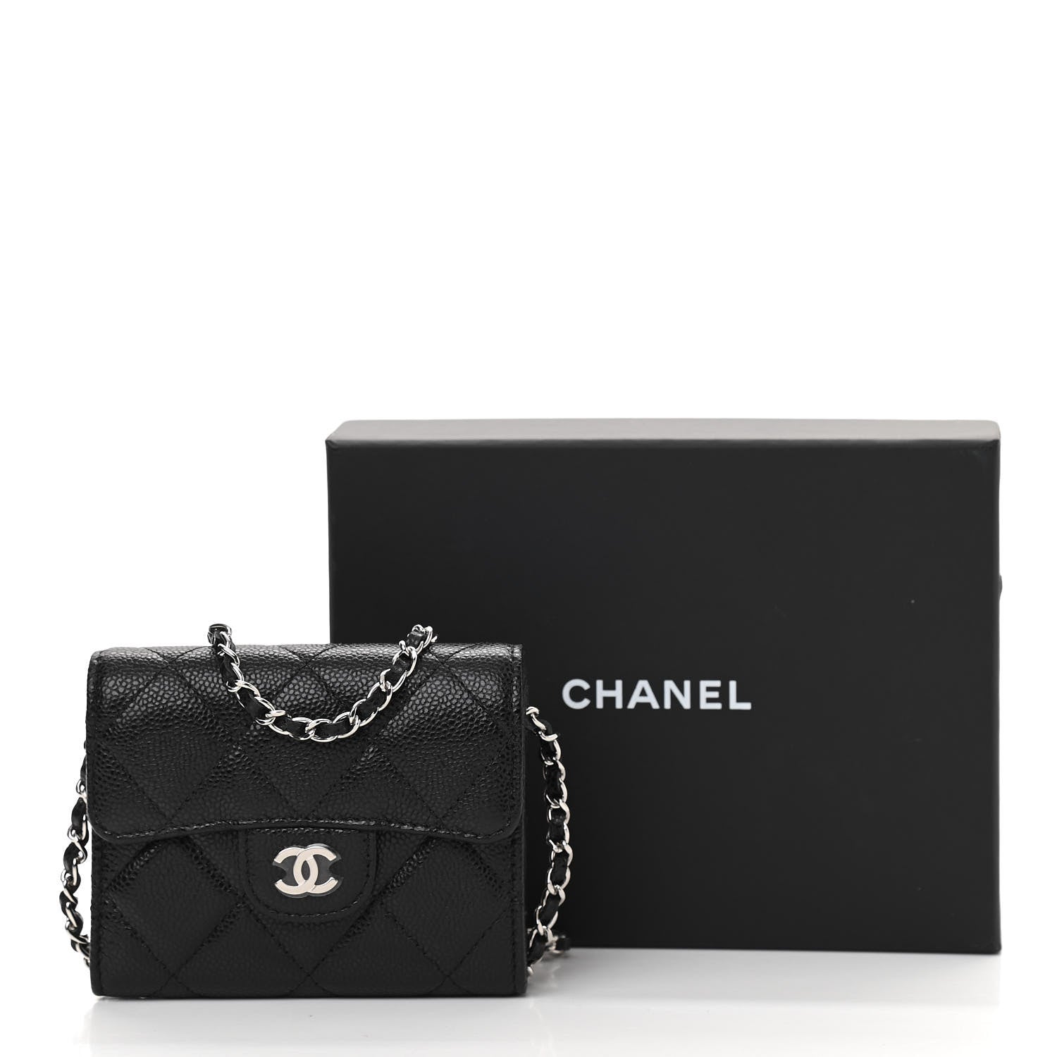 Chanel Caviar Quilted Flap Card Holder On Chain Black 12 of 12