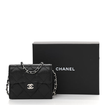 Chanel Caviar Quilted Flap Card Holder On Chain Black 12 of 12