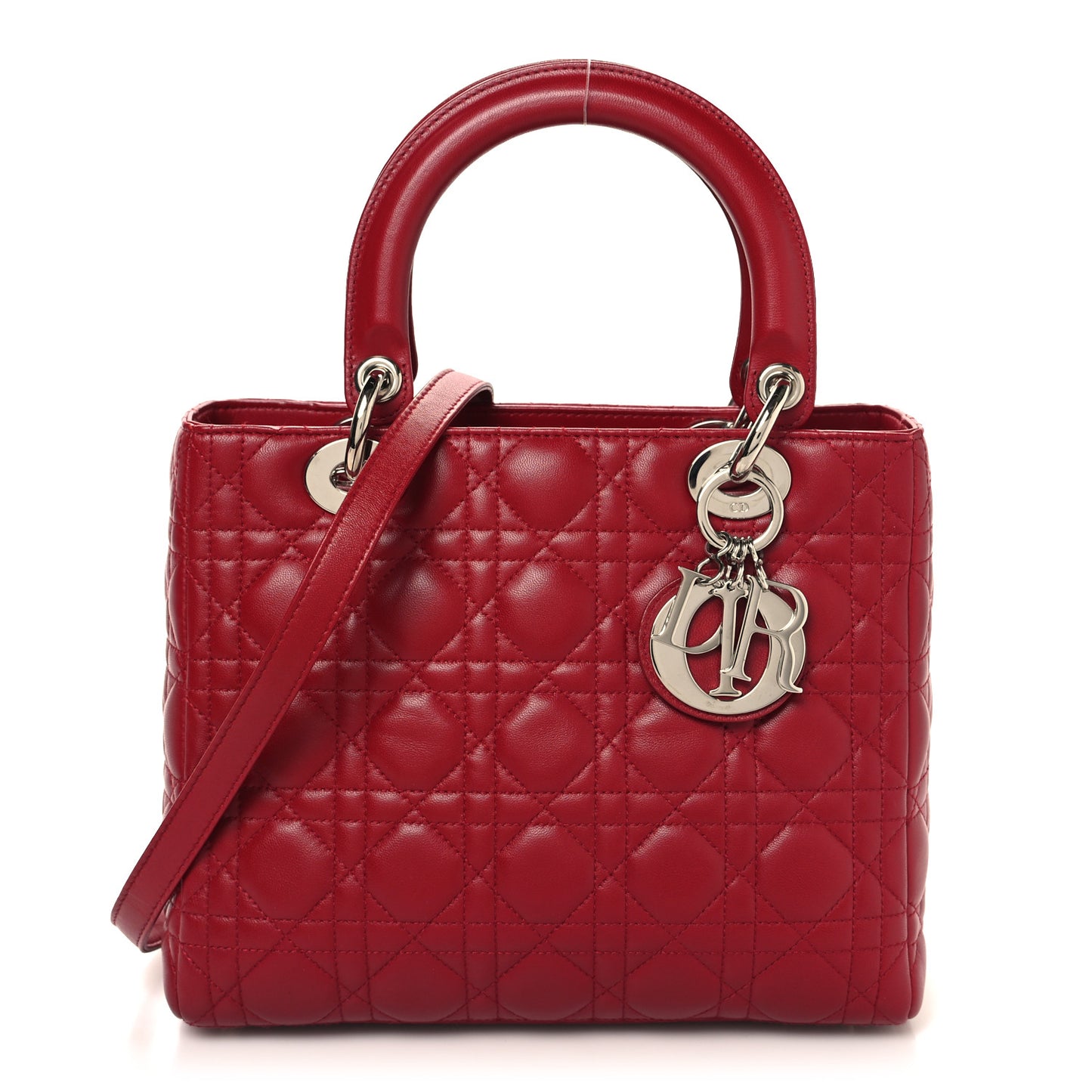 Lambskin Cannage Medium Lady Dior Red