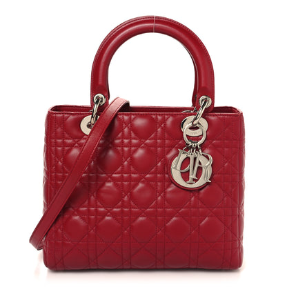 Christian Dior Lambskin Cannage Medium Lady Dior Red 1 of 13
