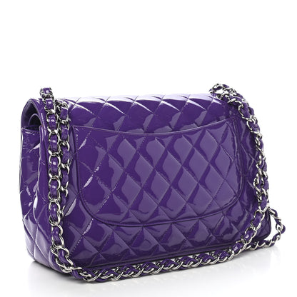Chanel Patent Calfskin Quilted Jumbo Double Flap Purple 3 of 10