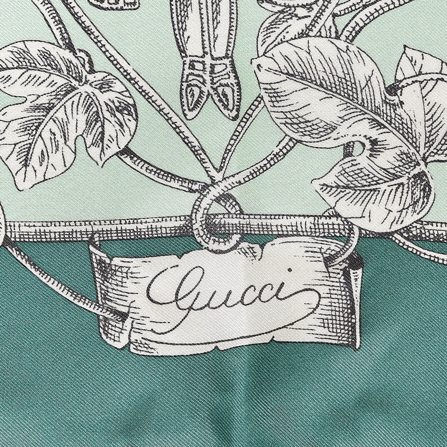 Gucci Silk Twill Wondergardenia Square Scarf Emerald 3 of 5