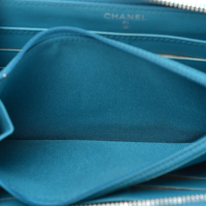 Chanel Patent Quilted Large Gusset Zip Around Wallet Blue 13 of 13